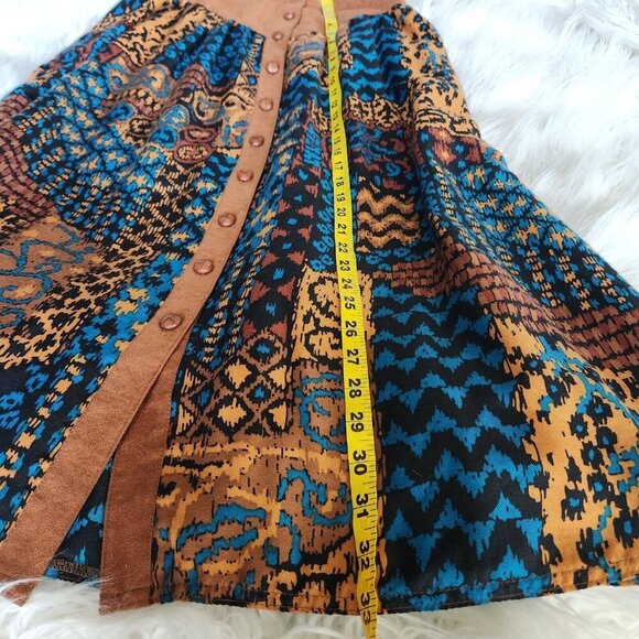Vintage Southwestern Western Maxi skirt Women's 10 Modest Cottage Button Front - Picture 8 of 12